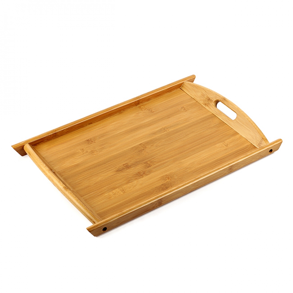 쿠킹홈 대나무 손잡이 쟁반 원목 트레이 (52x 34.5 cm) 우드 사각 카페 서빙 - 메인 이미지