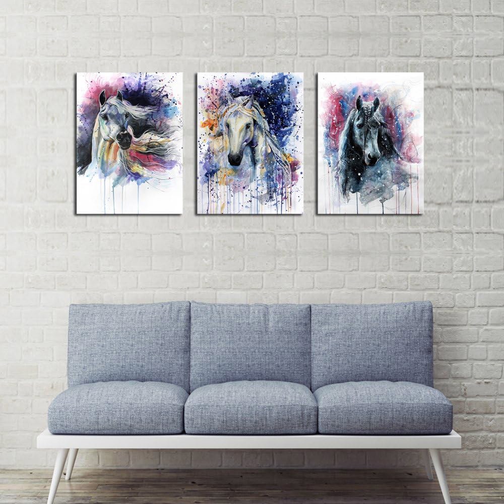 DZL 아트 D70246 캔버스 월 말 동물 그림 액자에 걸 수 있는 3 패널 수채화 집 벽 장식용 미술 작품 - 상세 이미지 2