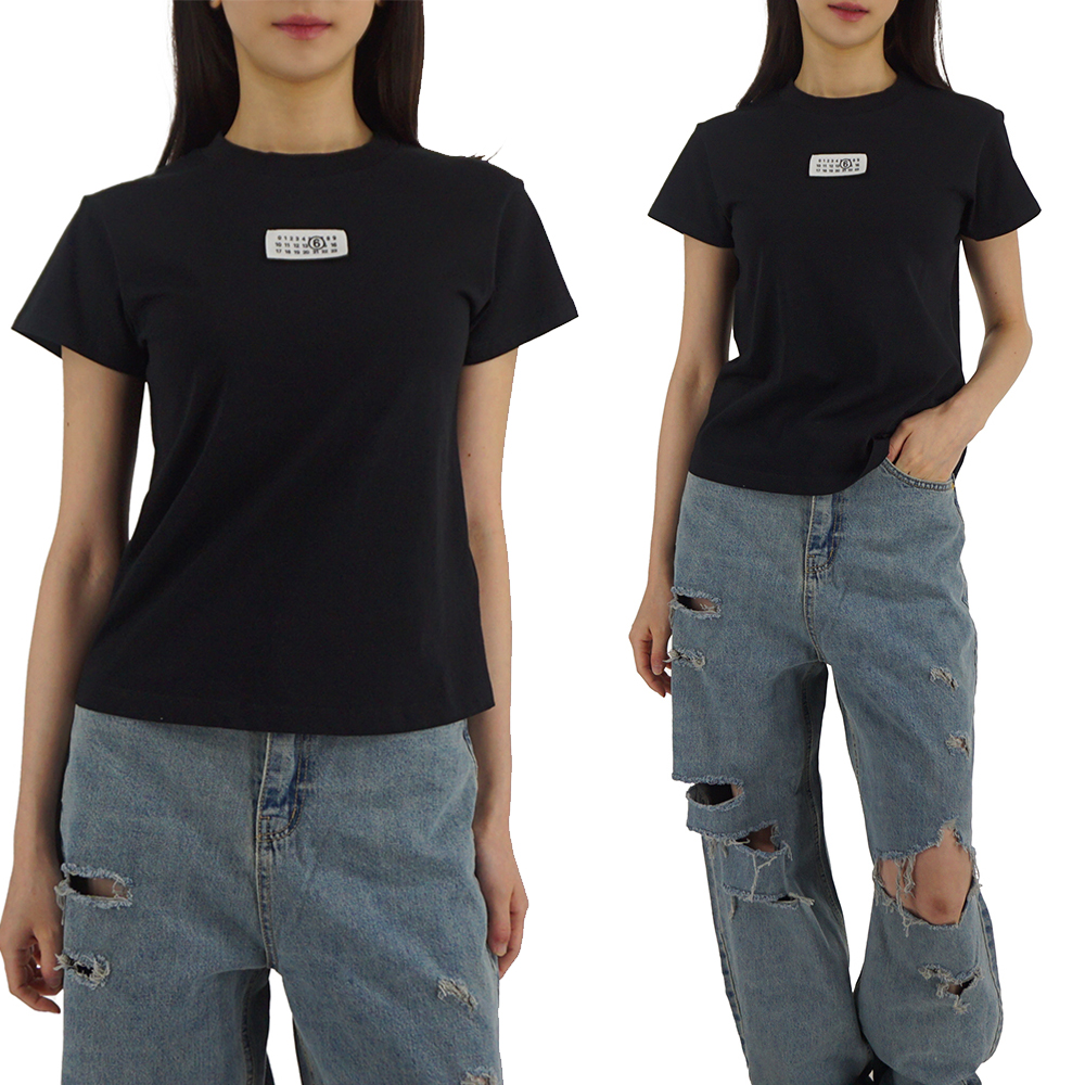 25SS MM6 메종마르지엘라 누메릭 반팔 티셔츠 블랙 S52GC0327S24312 900