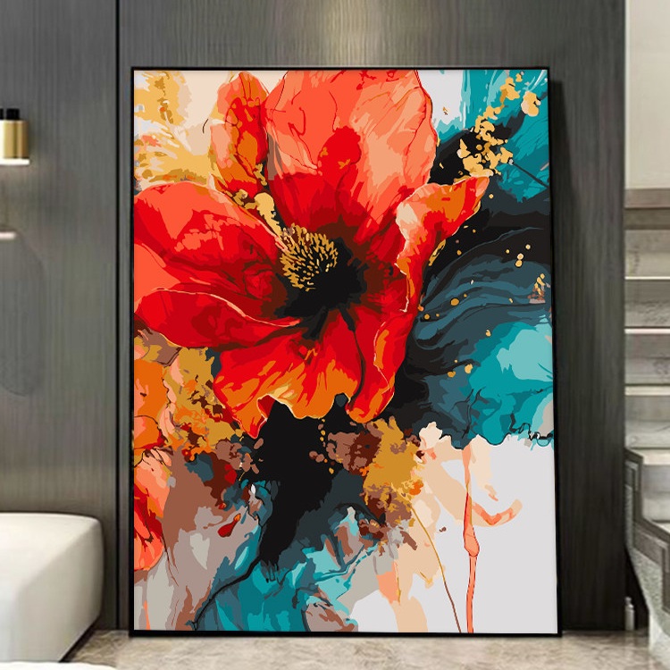 유화그리기세트 대형 꽃그림 DIY 명화그리기 캔버스 꽃잎2 내부 프레임  70x90cm - 상세 이미지 3