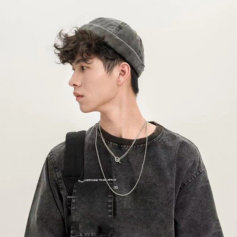 심플 창없는 모자 캡없는 와치캡 짧은 숏 남성비니 - 메인 이미지