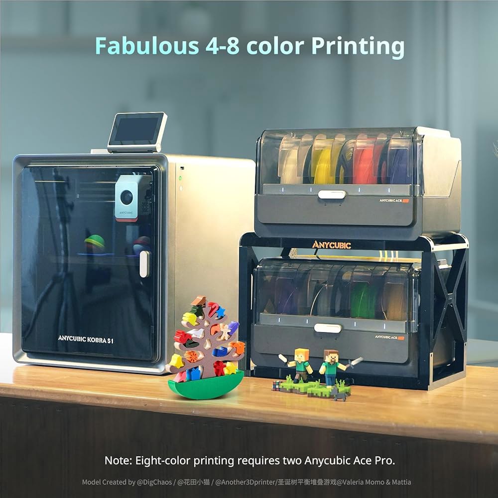 Anycubic Kobra S1 콤보 멀티 컬러 3D 프린터, 빠른 600mm /s 자동 보정 기능을 갖춘 레벨링 인쇄 앱 원클릭 250 x 250x 250mm 빌드 크기 - 상세 이미지 2