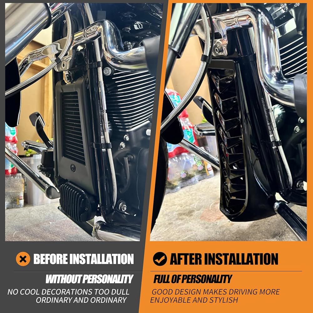 HCmotorku 오토바이 전면 턱 페어링 스트리트 하단 FXBR 스포일러 FXFB FXBB 팻 소프테일 커버 아웃 블랙) 브레이크 할리 밥 (글로스 2018-2024 FXBRS - 상세 이미지 3