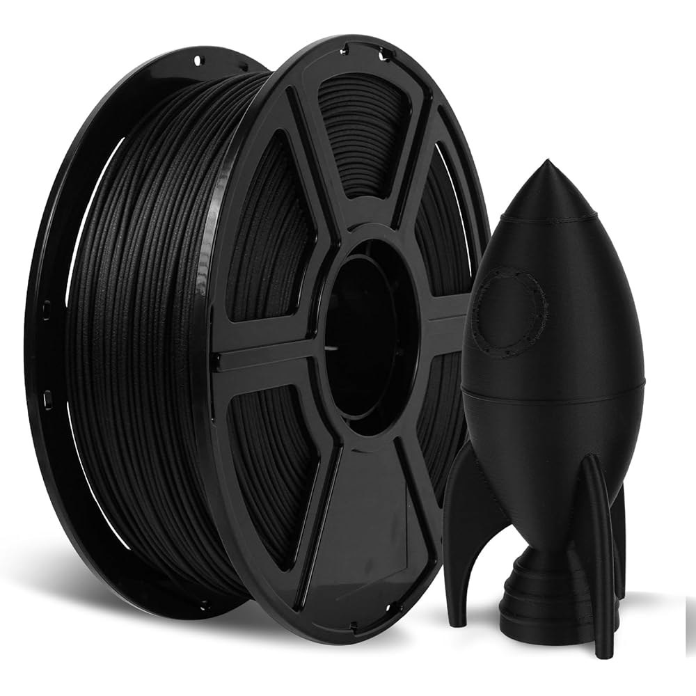 플래시포지 탄소 섬유 PETG 필라멘트 1.75mm 검정색, 강화 3D 프린터 1kg, 경량 및 고강도 PETG-CF 필라멘트, 튼튼하고 인쇄하기 쉽습니다 - 상품 이미지