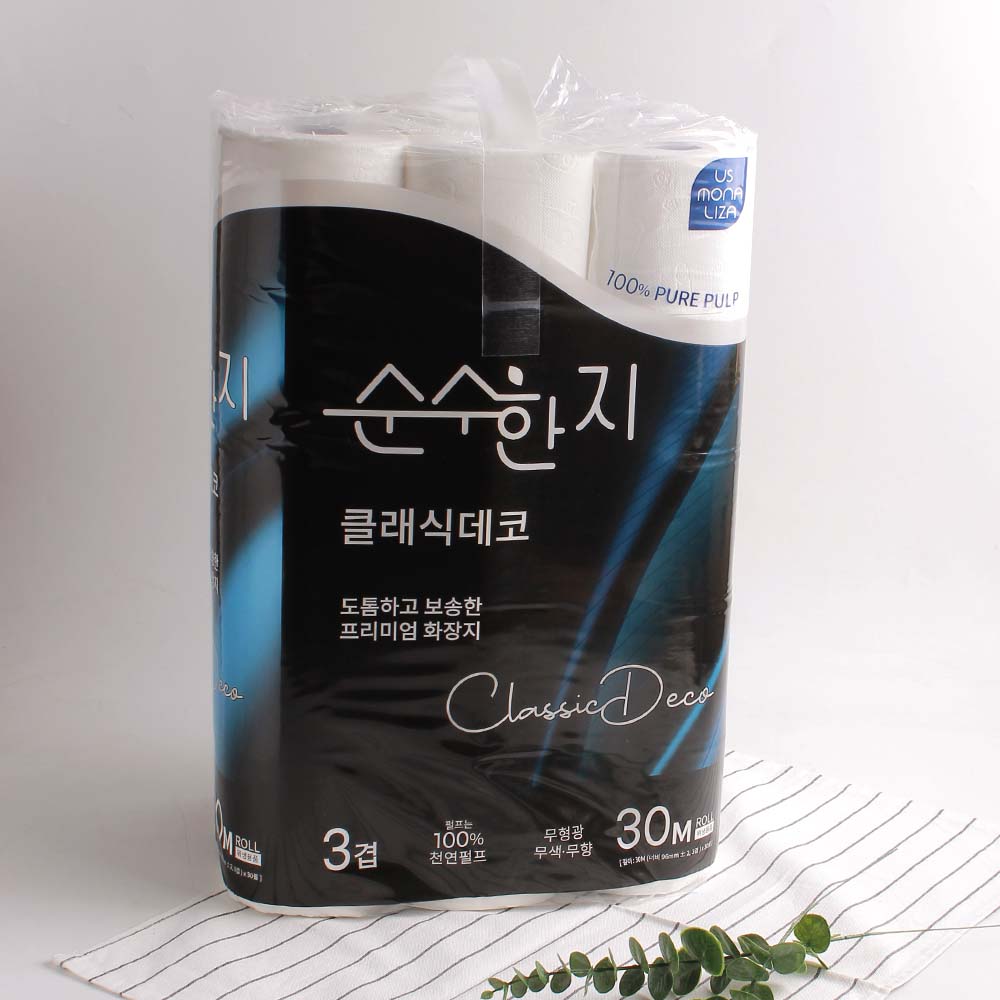 화장실 두루마리 휴지 3겹 화장지 30 롤 3팩 30롤 집들이 천연 펄프 휴지3겹 - 메인 이미지