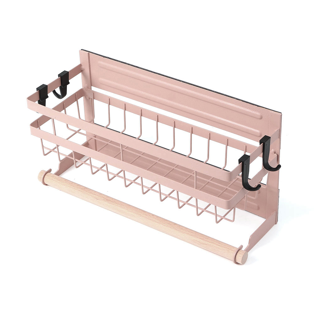 냉장고 자석 1단 수납 선반 주방 (16 cm) (핑크) 사이드랙 거치대 정리대 마그넷 - 상품 이미지