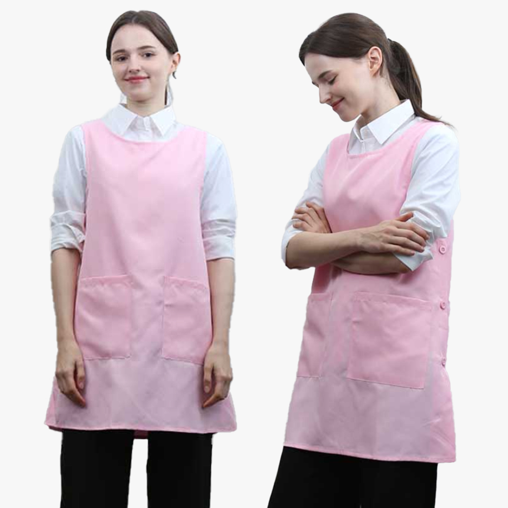 연분홍단추 원피스앞치마 요양원 요양보호사 단체 행사용 식당 서빙앞치마 - 상품 이미지