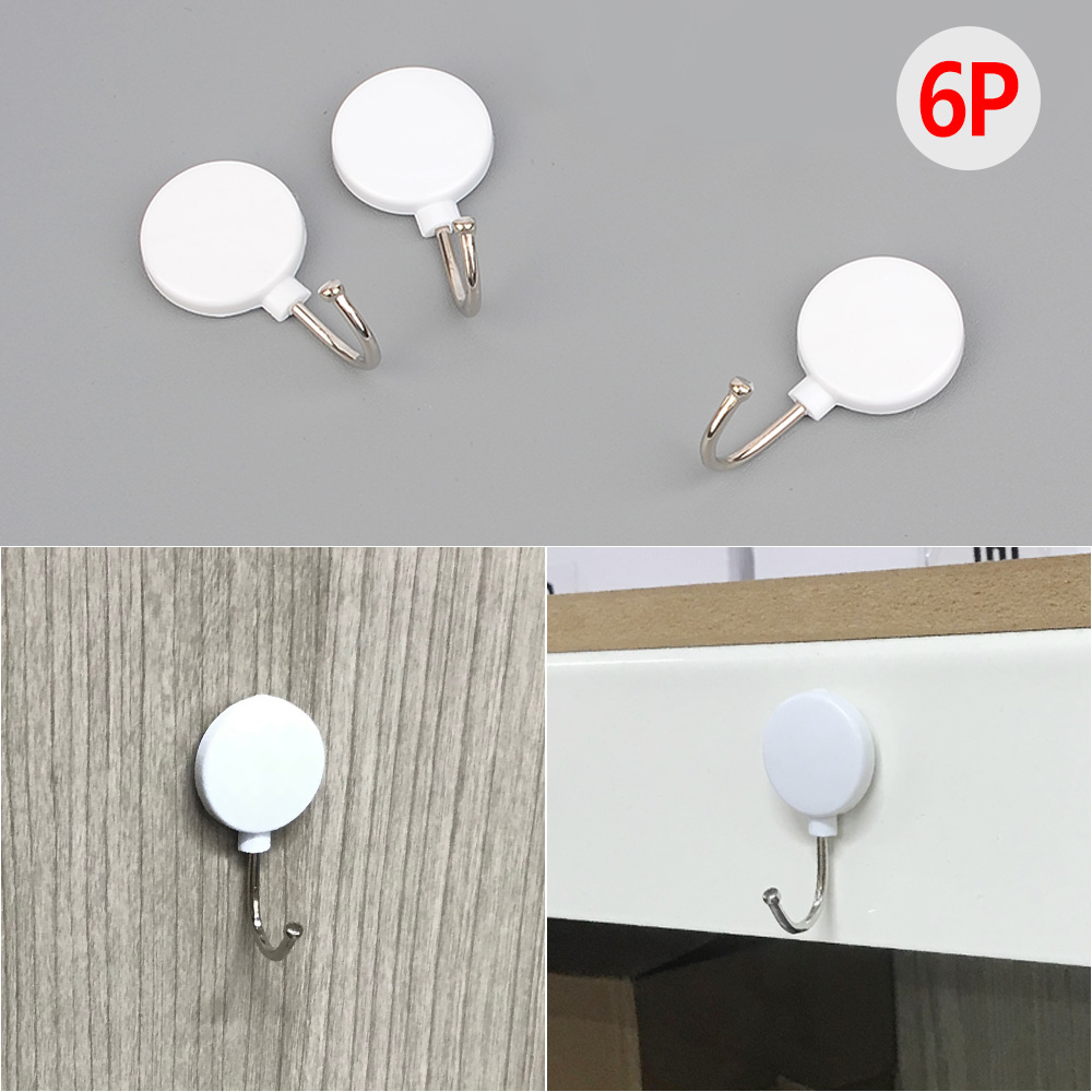 1X5개 부착 행거 화이트 6P 바둑알 부착용 벽고 정걸이 z2674 홀더 고정용 - 상품 이미지