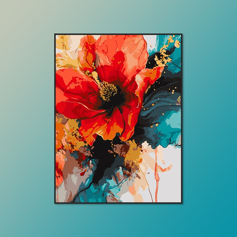 유화그리기세트 대형 꽃그림 DIY 명화그리기 캔버스 꽃잎2 내부 프레임  70x90cm - 상품 이미지