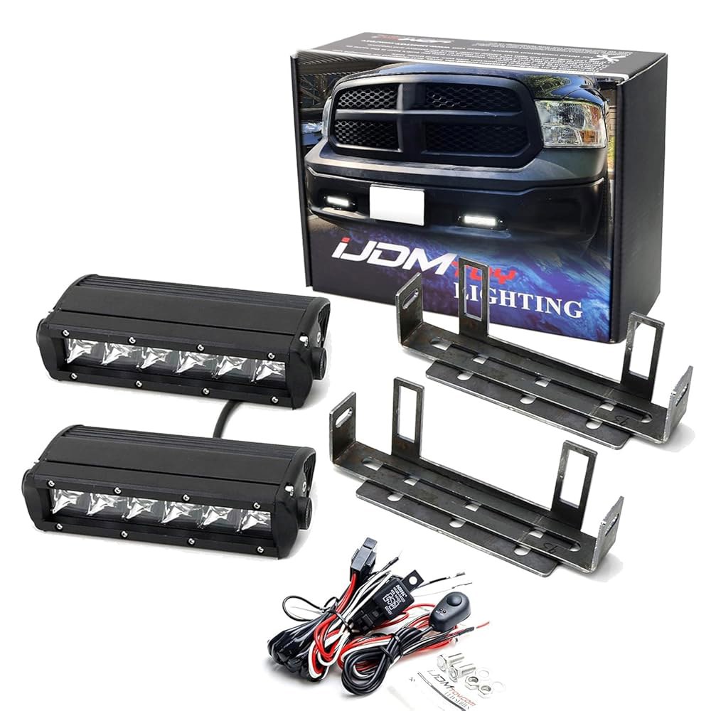iJDMTOY Xenon 화이트 Mini-SR LED 키트, 안개등 2011-18 2개, 배선 고출력 스위치 30W 키트 1500과 후크 라이트바 포함 영역 및 브래킷 오프닝 온/ - 상품 이미지