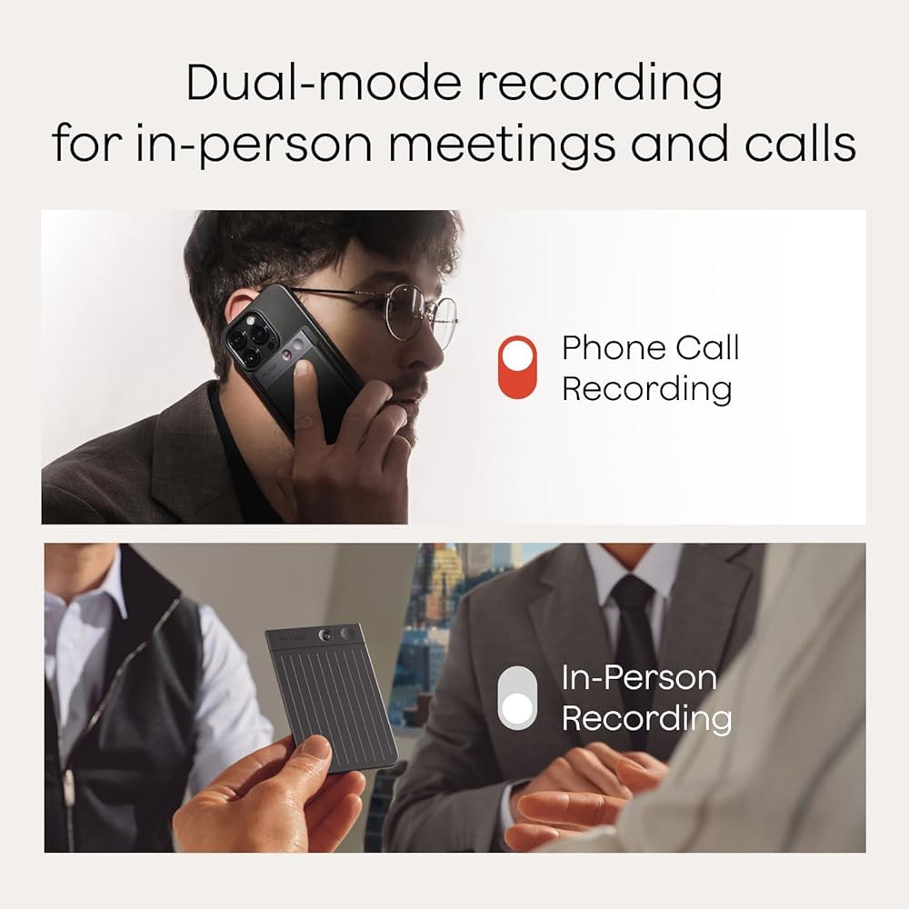 Plaud Note AI 음성 녹음기, 녹음기 w /Case, 앱 제어, 기술로 전사 및 요약, 112개 언어 지원, 64GB 메모리, 강의, 회의, 통화를 위한 오디오 블랙 - 상세 이미지 2