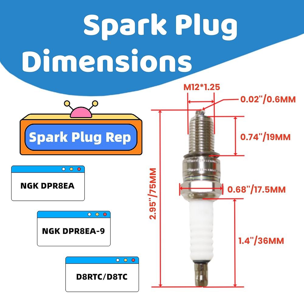 Kvjicdo D8TC 스파크 플러그, CG 250cc 200cc 150cc 125cc ATV 모터사이클 4 스트로크 가솔린 엔진에 NGK DPR8EA-9, D7REC2 적합 - 상세 이미지 2