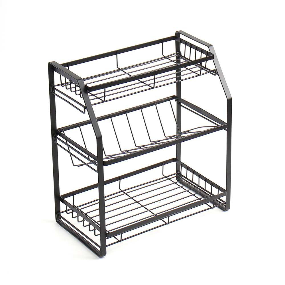 모던 키친 3단 주방 양념통 선반 정리대 (블랙) 싱크대 수납 조미료 통정리 통보관 - 상품 이미지