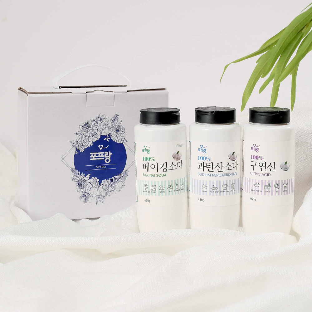 청소 세제 구연산+ 베이킹 소다+과 탄산 3종 세트 포프랑 포프랑과 욕실 화장실 변기 - 상품 이미지