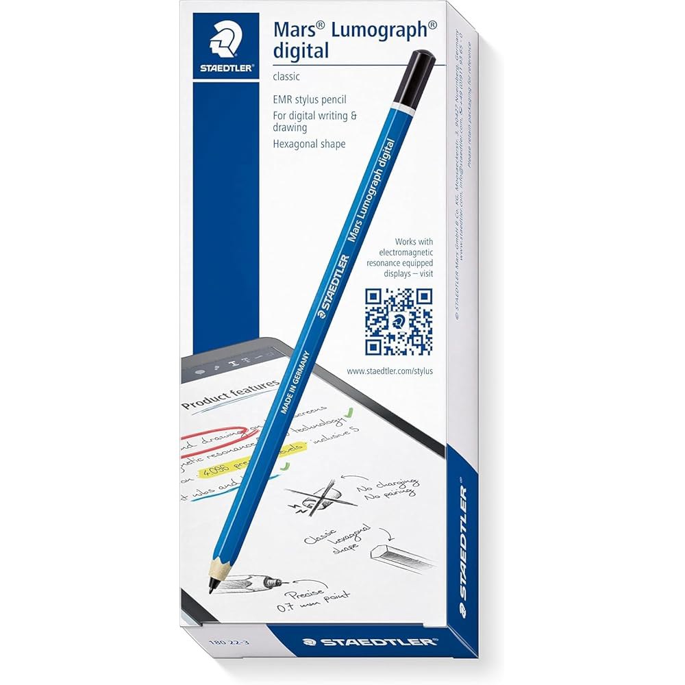 STAEDTler Mars Lumograph 클래식 디지털 스타일러스 펜 충전 금지, EMR 손바닥 거부, 4.096 압력 수준, 육각형 모양, 터치스크린 태블릿, 노트북, 휴대폰 - 상세 이미지 2