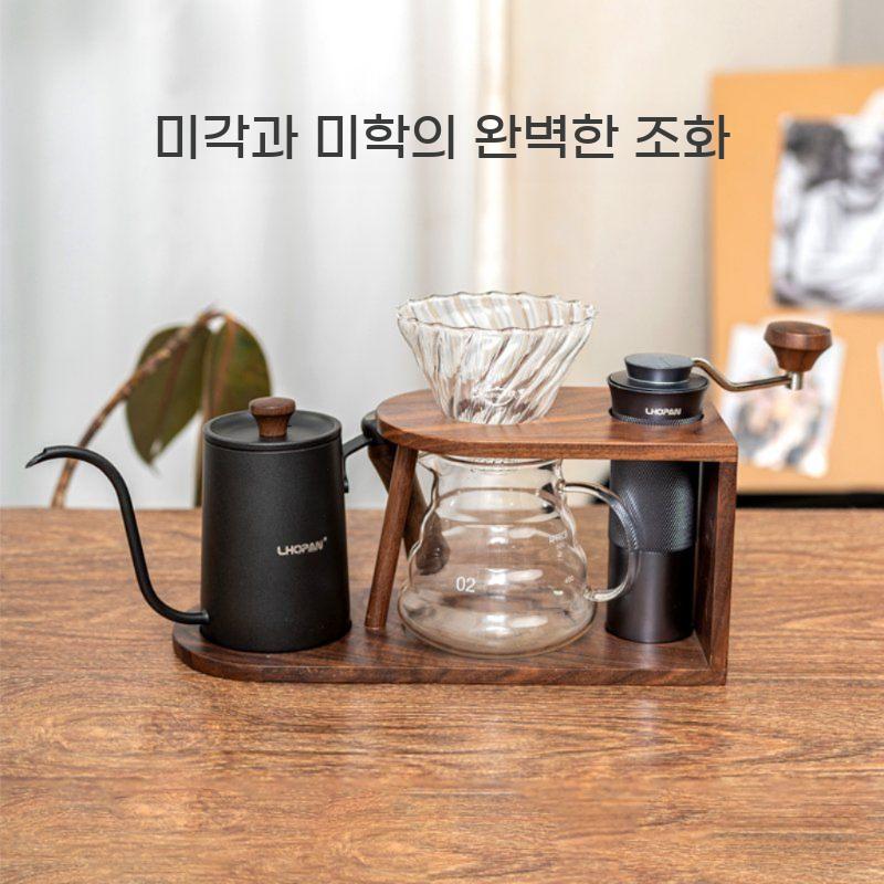 커피 필터 바리스타 홈카페 원목 내리기 드립세트 핸드드립 거치대 선물 포트 카페 우드 - 상세 이미지 2