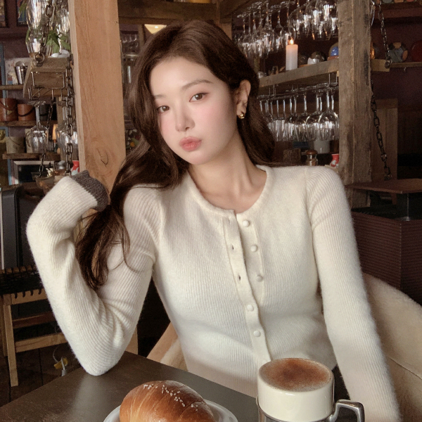 배색 레이어드 일체형 울 가디건 니트 nt5415 제품 이미지