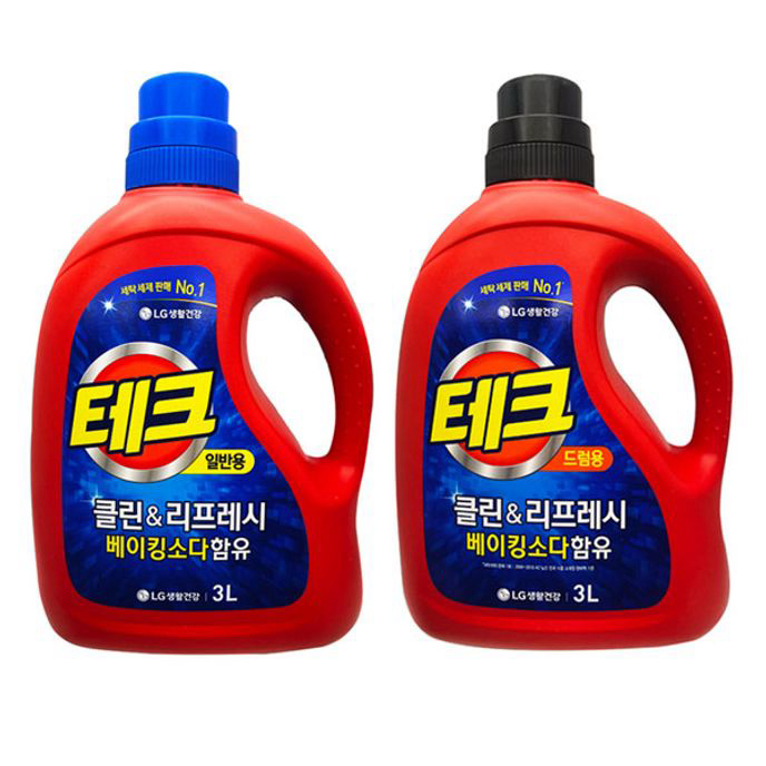 테크 세탁 세제 표백 세탁기 빨래 액체 클린 3L 액상 액체형 드럼 표백제 - 상품 이미지