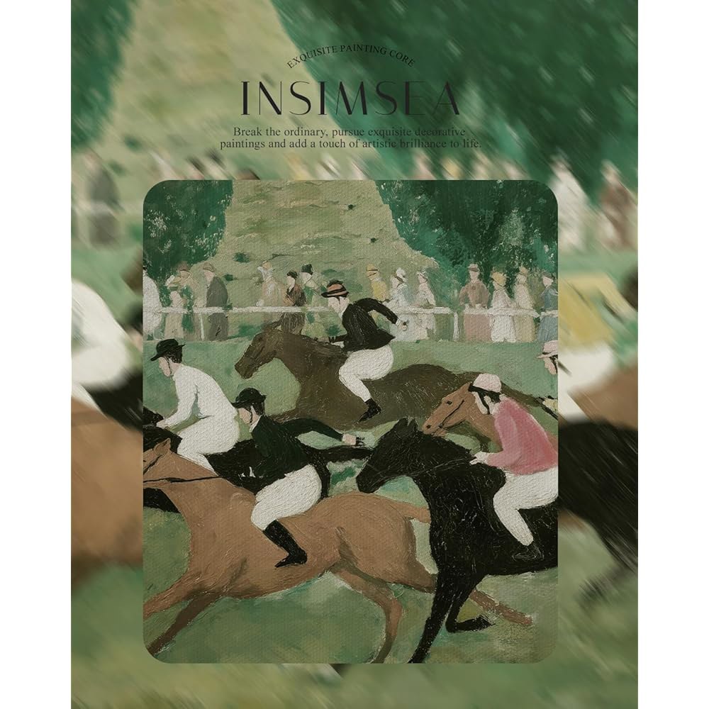 인심지 골드 액자 아트, 13x16 인치 경마 벽 액자, 빈티지 승마 아트워크, 클래식 기수 레이싱 페인팅, 거실용 레트로 스포츠 장식, 사무실, 서재, 갤러리 장식 - 상세 이미지 3