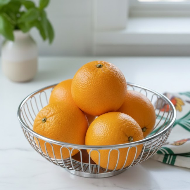 빌라트 스텐 와이어 바스켓 기본원형 M 주방 팬트리 과일 야채 수납 철제 바구니