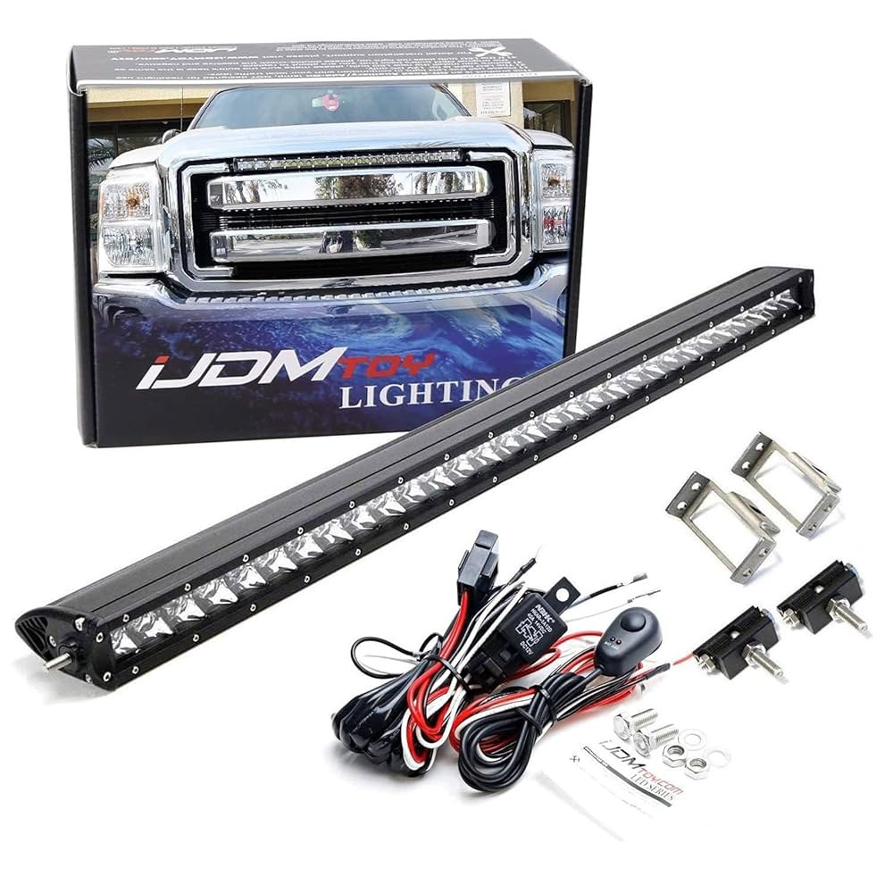 상단 그릴 마운트 76.2cm(30인치) LED 1개, 고출력 슈퍼 듀티와 포드 F350 포함 2011-2016 스위치 온/오프 배선 바 라이트바 조명 및 150W 키트, 장착 - 상품 이미지