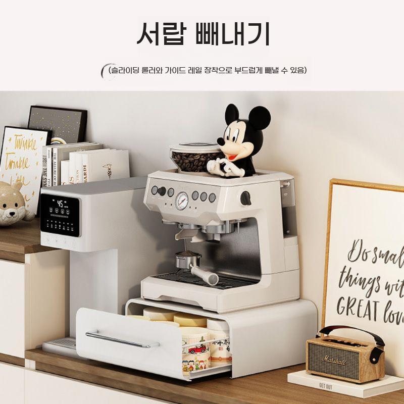 커피머신 철제 보관함 받침대 믹서기 다이 서랍장 슬라이딩 정수기 선반 디귿 수납함 수납장 - 상세 이미지 3