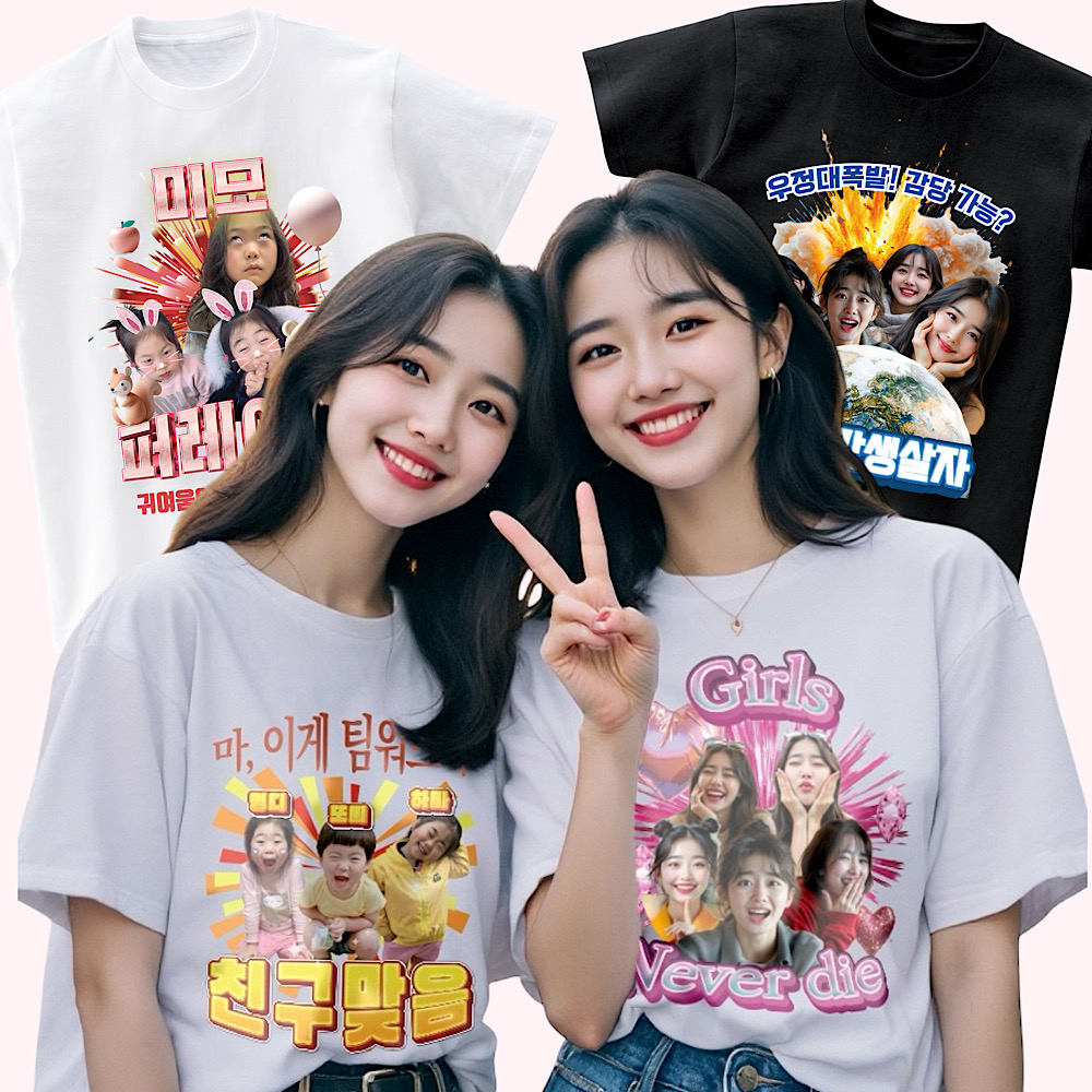 우정 여행 티셔츠 주문 제작 17수 단체티 소량 커스텀 공주 사진 프린팅 제품 이미지