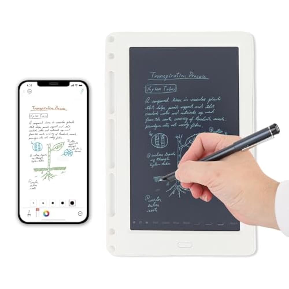 디지털 스마트 펜 노트북 및 필기 보드 세트, 노트 저장 공유를 위한 실시간 동기화 디지털화, iOS 안드로이드 폰 태블릿과 호환 가능 - 상품 이미지