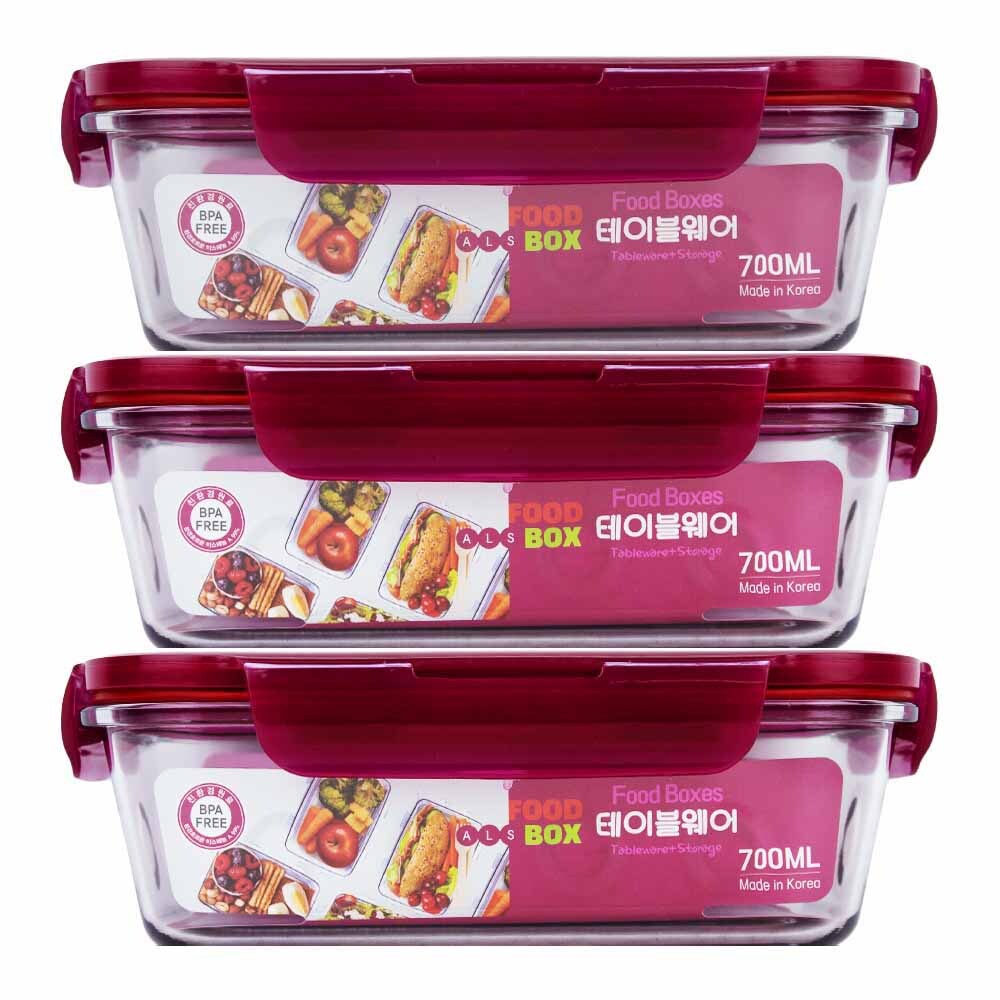 에이엘 에스 테이블웨어 푸드 박스 AML- 531F 700 ml 3개입 김장통 밀폐통 - 메인 이미지