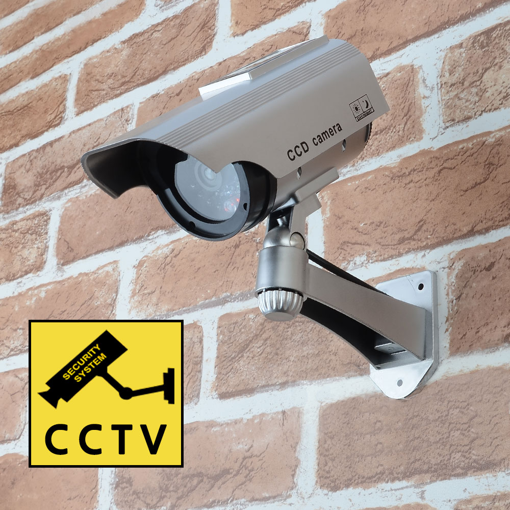 가짜 CCTV 돌출형 원통 태양광 충전식 모형 카메라 감시 z2527 식모형 방범 - 상품 이미지