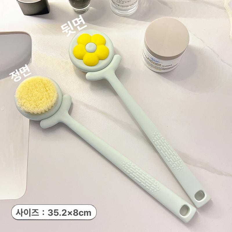 플라워 손잡이 욕실 수세미 브러시 설거지 청소 주방 세척 도구 아쿠아틱그린 - 상품 이미지