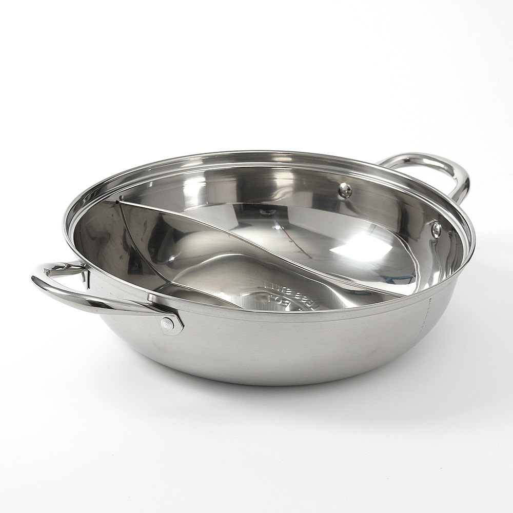 쿠킹홈 홍백 푸드 취향 존중 반반 냄비( 28 cm) 찌개 스텐 전골 전골냄비 샤브샤브 - 상품 이미지