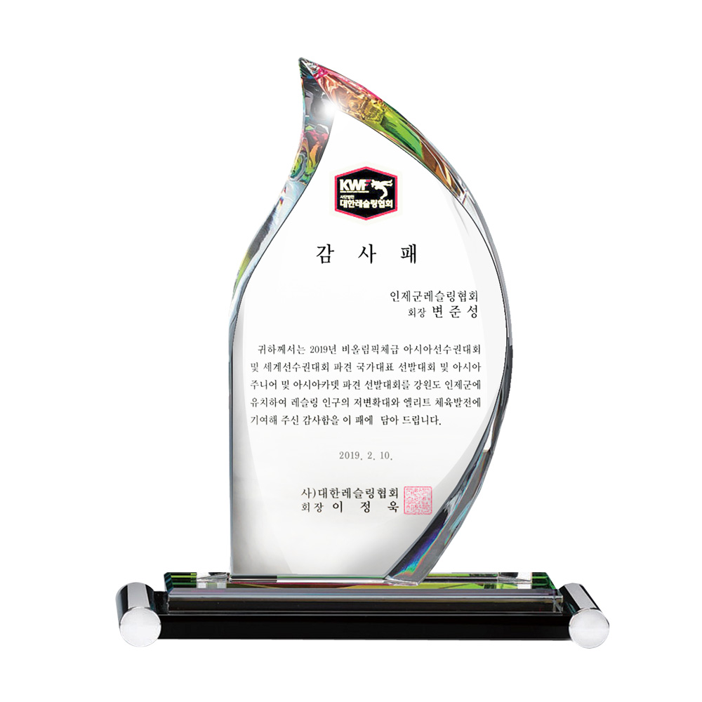 불꽃소 SWA 54 크리스탈패 상패 표창장 어워드상 상장 감사패 기념패 교회 우승패 - 상품 이미지