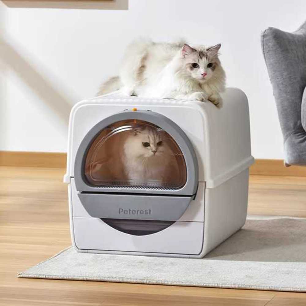 고양이 자동 화장실 흰색 센서 스마트 살균 배변통 - 상품 이미지