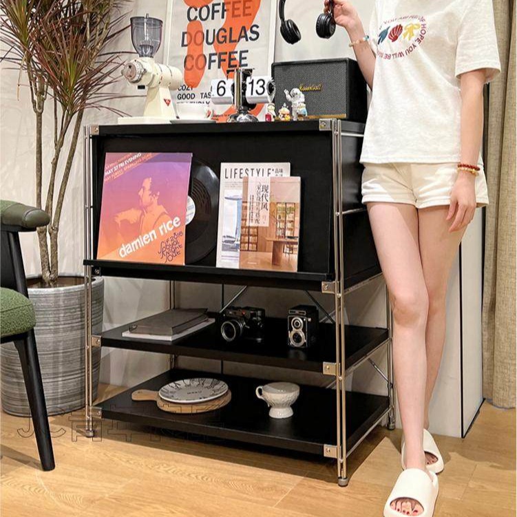 턴테이블장 미드센츄리 수납장 거실 침실 서재 다용도 블랙 기본83.5x41x68서랍+선반 - 상세 이미지 2