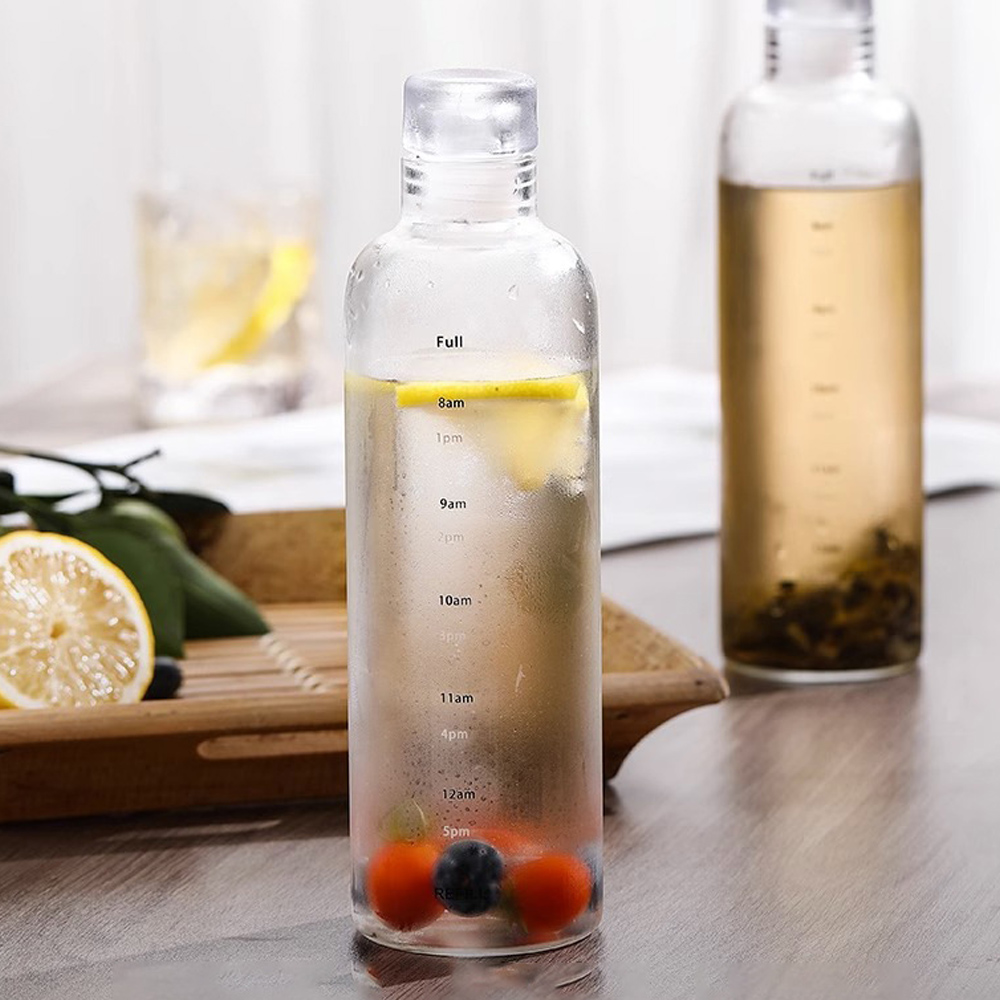 눈금 표시 내열 유리 시간 물병 2p 세트( 500 ml) 휴대 휴대용 물통 휴대워 - 상품 이미지