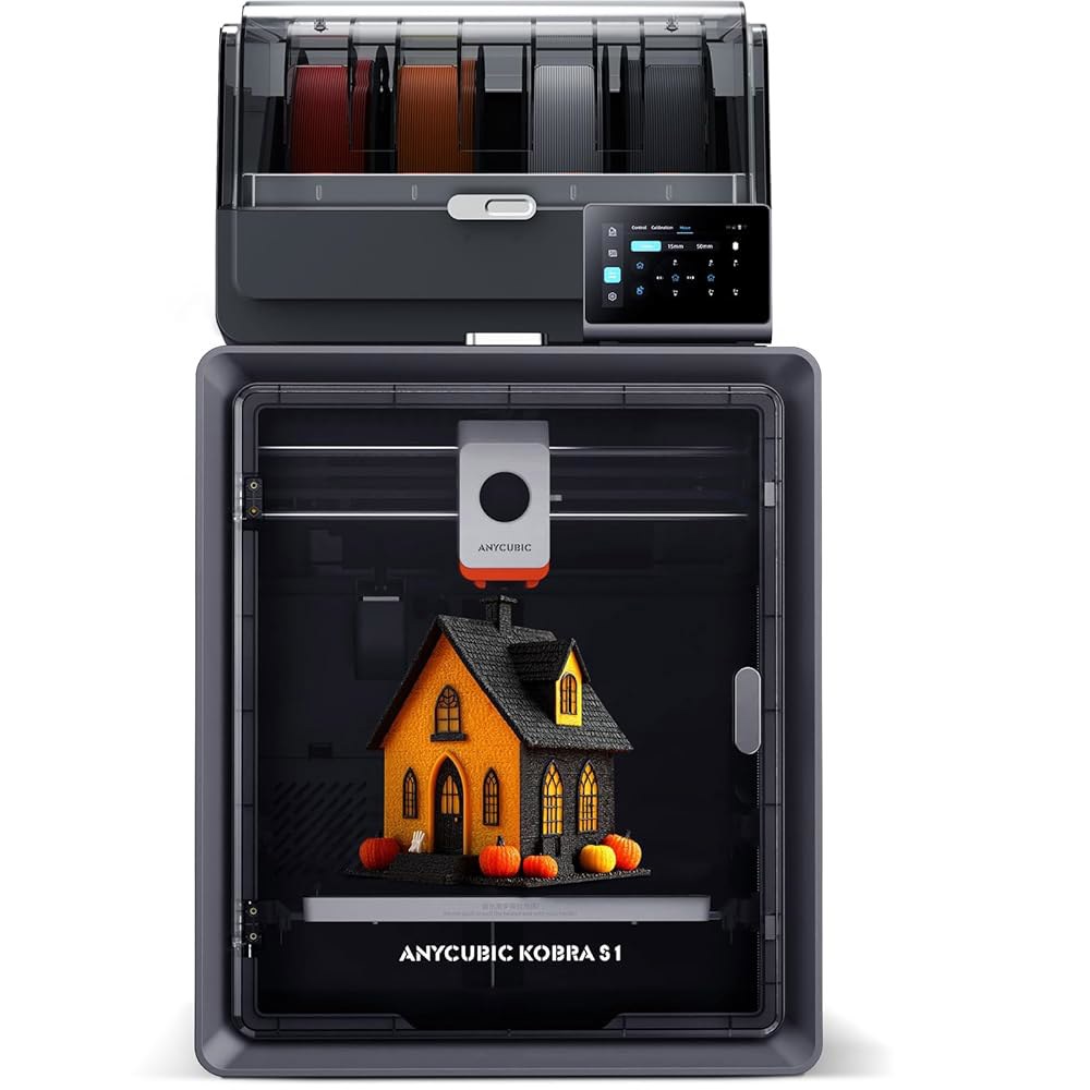 Anycubic Kobra S1 콤보 멀티 컬러 3D 프린터, 빠른 600mm /s 자동 보정 기능을 갖춘 레벨링 인쇄 앱 원클릭 250 x 250x 250mm 빌드 크기 - 상품 이미지