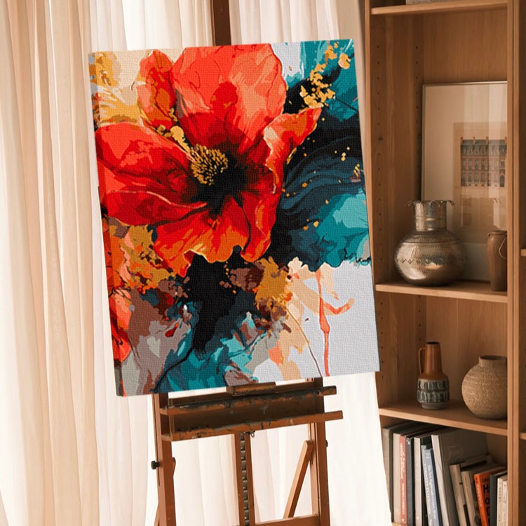 유화그리기세트 대형 꽃그림 DIY 명화그리기 캔버스 꽃잎2 내부 프레임  70x90cm - 상세 이미지 2