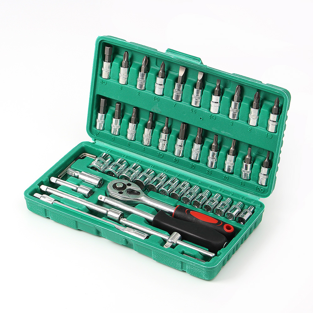 멀티툴 소켓 렌치 복스알 46p 세트( 그린) 수공구 6각 드라이버 비트 연결대 - 상품 이미지