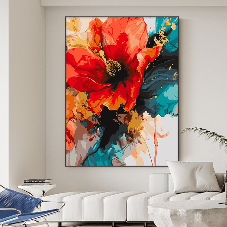 유화그리기세트 대형 꽃그림 DIY 명화그리기 캔버스 꽃잎2 내부 프레임  70x90cm - 상세 이미지 4