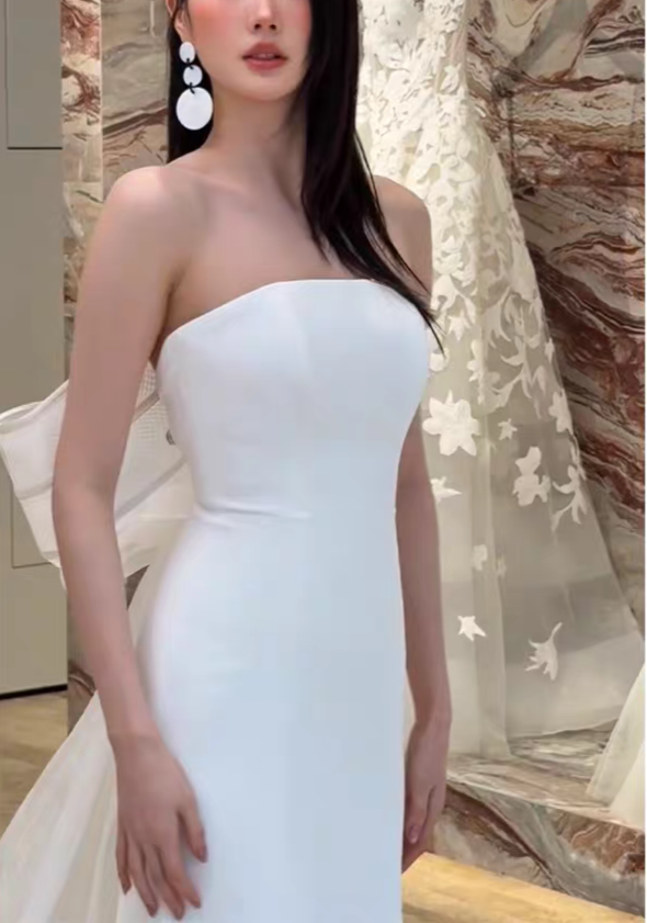스트랩리스 머메이드 웨딩드레스 백리본 본식 셀프웨딩 화보드레스 - 상세 이미지 2