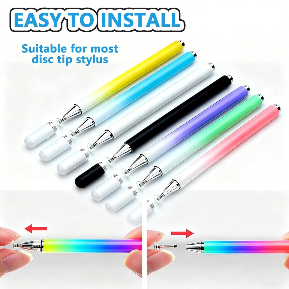24PCS 화이트 유니버설 스타일러스 팁 - 터치스크린용 원형 디스크 교체 팁, 스마트폰/태블릿 필기/그림 그리기, - 상세 이미지 3