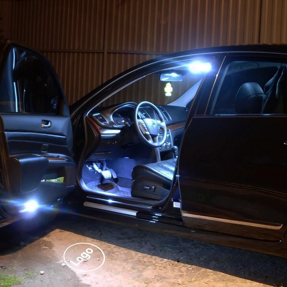 SYWAN 캐딜락용 자동차 도어 LED 싱글 액세서리(오리지널 CT6 조명, XT4 호환, 4피스 XT5 ATS 라이트 프로젝터 로고 웰컴 퍼들 로고) 커티시 플러그 조명 XTS와 - 상세 이미지 2