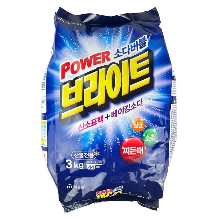 무궁화 브라이트 파우더 분말세제 3kg - D 세탁세제 가루세제 빨래세제 - 메인 이미지