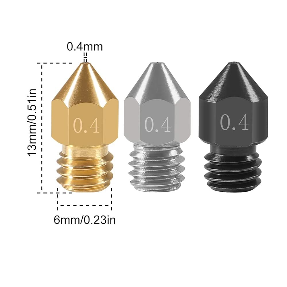 20PCS 3D 프린터 경화강 + 스테인리스강 브라스 압출기 노즐 MK8 0.4mm, 크리알리티 엔더 3 V2 프로 CR-10 메이커봇 5용 - 상세 이미지 2