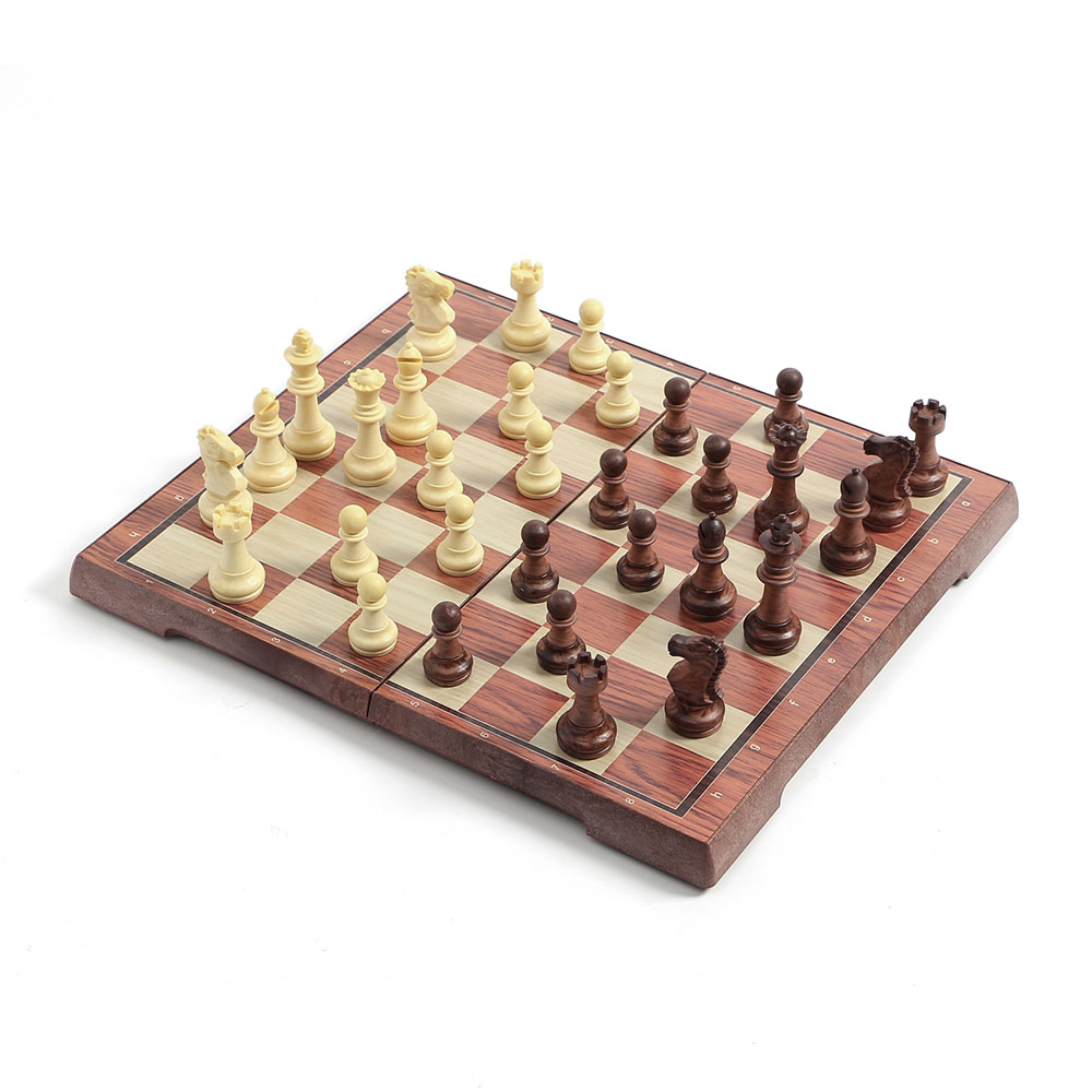 접이식 자석 체스 보드게임 31.5x 27 브라운 아이보리 두뇌 훈련 휴대용 체스판 - 상품 이미지