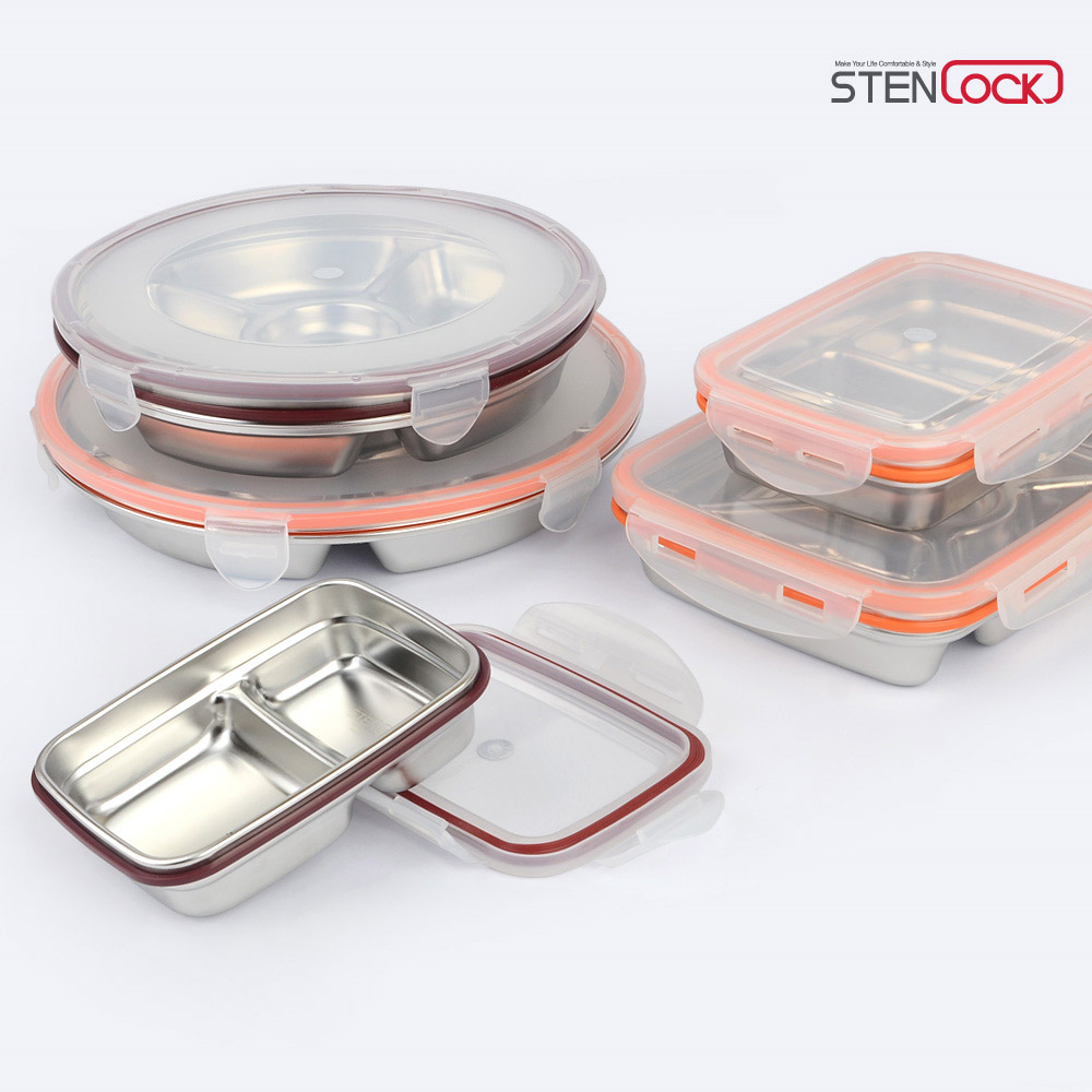 스텐 사각 스텐찬통 스텐락 카네이션 사각찬통 밀폐 용기 도시락통 반찬통 - 상품 이미지