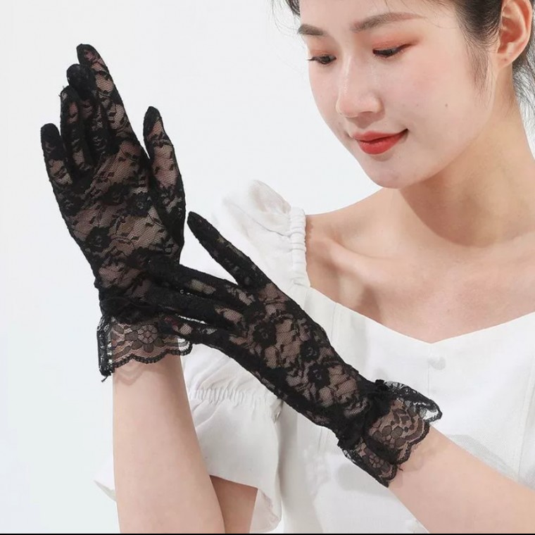 수사니 망사레이스웨딩장갑 블랙 웨딩장갑 혼주장갑 혼주레이스장갑 결혼식장갑 예식용장갑 신부장갑 - 메인 이미지