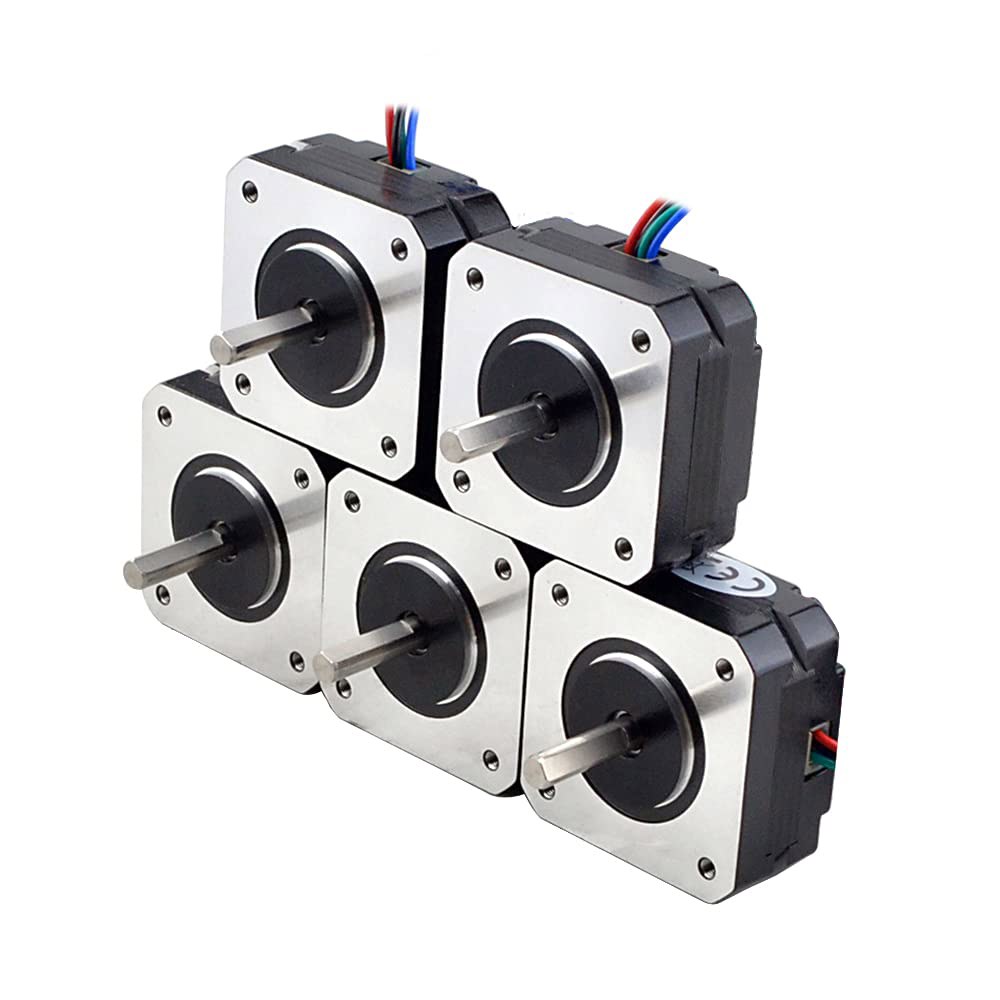 스테퍼온라인 5개 네마 17 스테퍼 모터 바이폴라 1.8 deg 16Ncm (22.6oz.in ) 1A 42x42x20mm 4선 3D 프린터 CNC DIY용 - 상품 이미지