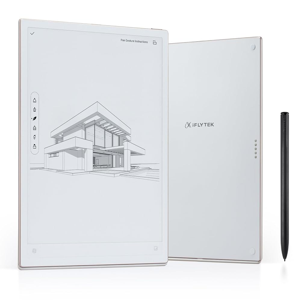 iFLYTEK 아이노트 2, 10.65인치 대화면 AI 노트 필기 태블릿 E 잉크 태블릿, 펜 음성-텍스트 전사 기능이 있는 4.2mm 전자 노트북, 다국어 ChatGPT 지원, - 상품 이미지